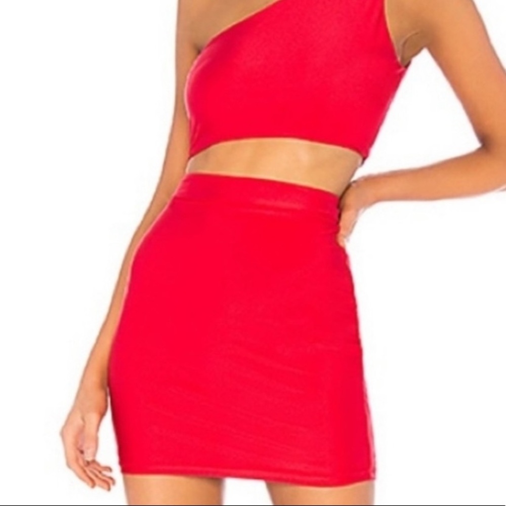 SUPERDOWN x Revolve red mini skirt